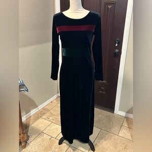 Vintage Maggy London Striped Velvet Dress